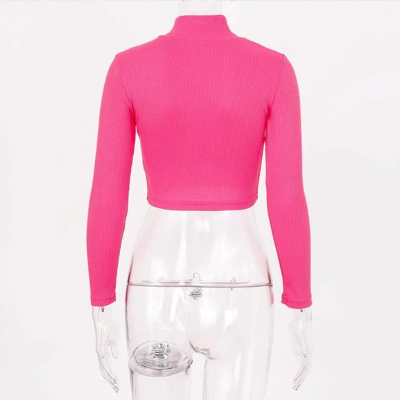 LAST Small Hot Pink Knit Lightweight Cropped Jacket Sweater - Picture 8 of 9